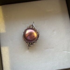 9-11mm Red/copper Pearl Pendant Set On Sterling Silver